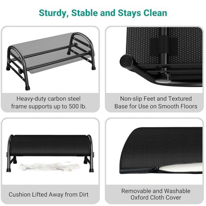 YEASHEIN Adjustable Foot Rest for Under Desk at Work, 6 Positions - Black - color: Black
