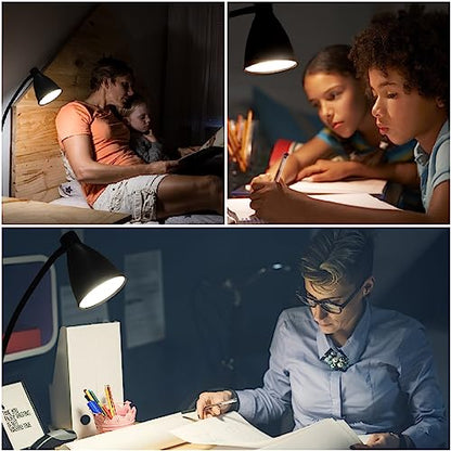 GlowVibe Desk Lamp Eye-Caring 360° Flexible Gooseneck 3 Color Modes 10 Brightness Dimmable 10W 40 LED, Portable Reading Book Light Clamp Study Desk Lamps for Bedroom and Office Home Lighting (White) - color: White
