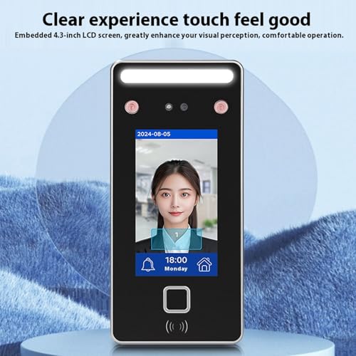 Biometric Attendance Machine, Dynamic Face Recognition Time Clock with Card Access Inch LCD Touch Screen WiFi Networking for Office Hotel Factory