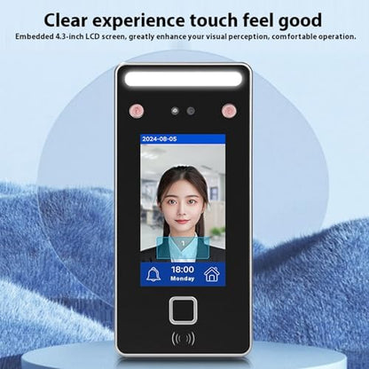 Biometric Attendance Machine, Dynamic Face Recognition Time Clock with Card Access Inch LCD Touch Screen WiFi Networking for Office Hotel Factory