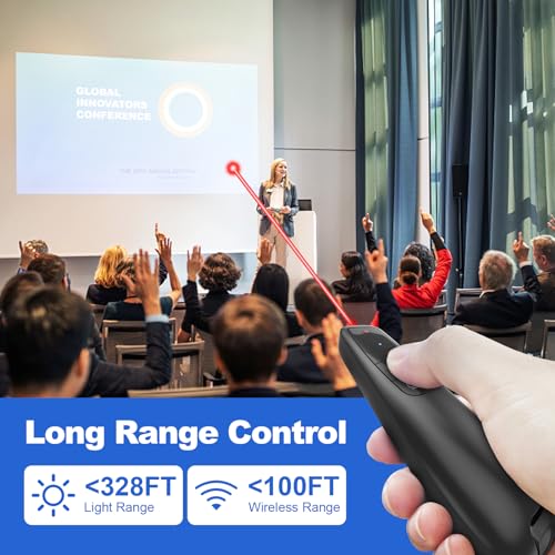 (2 Units) Presentation Clicker PowerPoint Presenter Remote: Laser Pointer Project Power Point PPT Clicker for Mac Laptop Office, Wireless Computer Clickers Slideshow Google Slide Advancer | 2‑in‑1 USB/Type C Receiver, Google Slide Advancer & Red Laser, Co