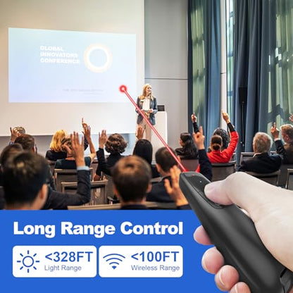 (2 Units) Presentation Clicker PowerPoint Presenter Remote: Laser Pointer Project Power Point PPT Clicker for Mac Laptop Office, Wireless Computer Clickers Slideshow Google Slide Advancer | 2‑in‑1 USB/Type C Receiver, Google Slide Advancer & Red Laser, Co