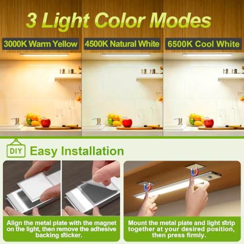 6 Pack Under Cabinet Lighting, 10in Rechargeable Motion Sensor Light Indoor - size: 10in-6pack