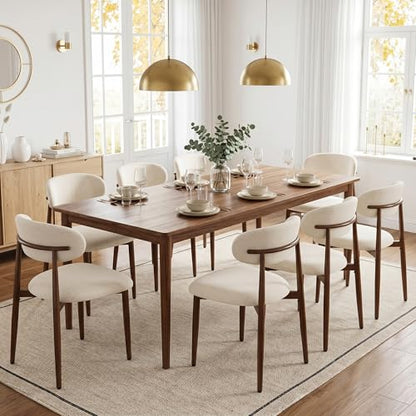 UVV Dining Chairs Set of 6, Metal Kitchen Chairs with Modern Fabric Upholstered for Dining Room, Beige - color: Beige-walnut Grain, size: Set of 6
