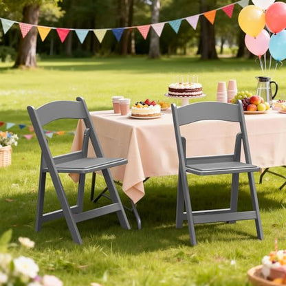 Nazhura Garden and Patio Folding Chair for Events and Wedding, Lightweight with Padded Seat, Water-Proof, Double Braced Frame, Non-Slip Feet, 350LB Capacity - color: Grey