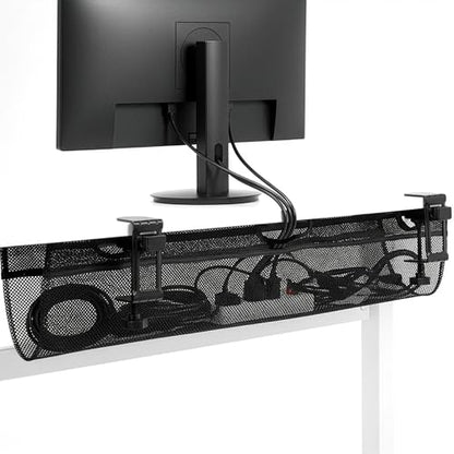 VIVO No Drill Clamp-on 36 inch Mesh Net Under Desk Cable Management Wire Organizer, Adjustable Home Office Standing Desk Cord Storage Sleeve, Black, DESK-AC36MH (Pack of 10) - size: 36" (Pack of 10)