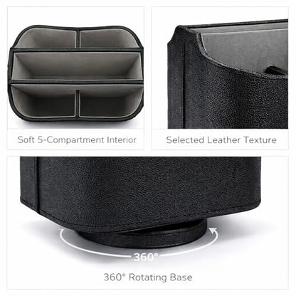 UnionBasic Rotating Desk Organizer, 360 Desk Spinning Caddy, Desktop TV Guide/Mail/Media/Remote Controller Holder Organizer,Fishskin Black - color: Fishskin Black