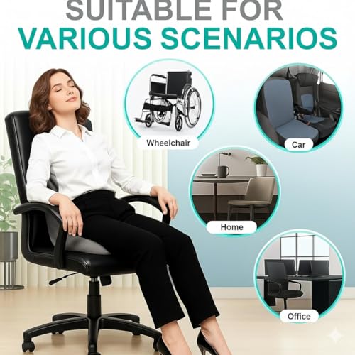 Ergonomic L-Shaped Memory Foam Seat Cushion with Lumbar Support, Designed to Help Relieve Tailbone, Coccyx & Lower Back Pain for Office,Truck, Car & Travel (Black) - color: Black