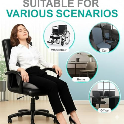 Ergonomic L-Shaped Memory Foam Seat Cushion with Lumbar Support, Designed to Help Relieve Tailbone, Coccyx & Lower Back Pain for Office,Truck, Car & Travel (Black) - color: Black