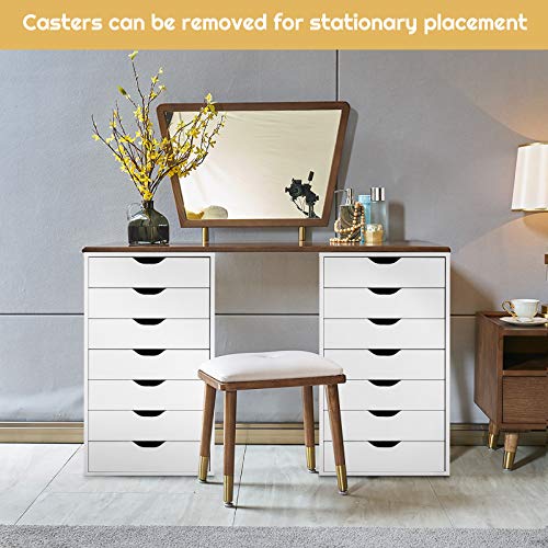 7-Drawer Multifunctional Mobile File Cabinet, White Engineered Wood, 19'x15.5'x34.5' - color: White, size: 19" x 15.5" x 34.5"