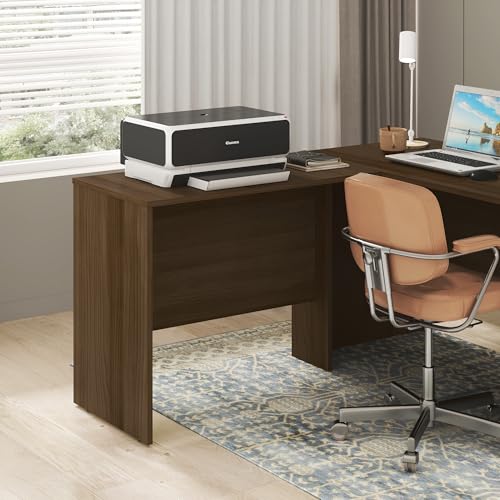 Furinno Roger Office Desk Return, 35 Inch Rectangular Desk Return for Executive Desk, Reversible with Cord Grommet, Scratchproof and Water-Resistant, for Home Study, Office, Modern Walnut - color: Modern Walnut, size: 35" Desk Return Only