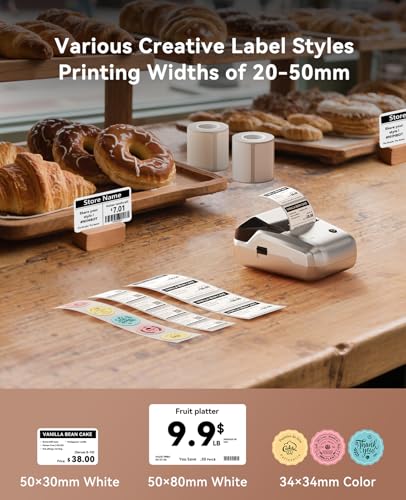 NIIMBOT B1 Label Maker Machine with 3 Tapes, Silver Gray | 2 Inch Portable Sticker Printer for Home, Office, School Small Businesses, Clothing, Logo, Jar, Bakery, Work with Phones & PC - color: Silver Gray, style: Printer+3Tapes