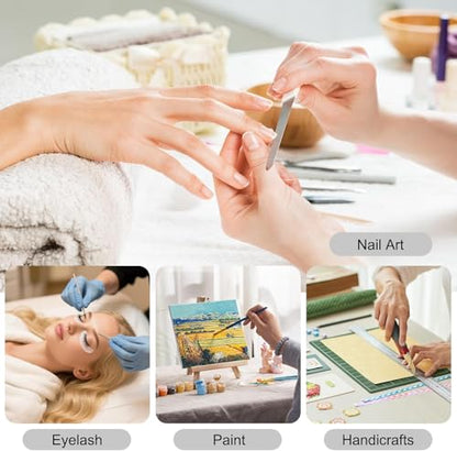 Half Moon Light for Nail Desk: Dual Arm Half Moon Desk Lamp with 4X Magnifier for Beginner-Arch Nail Tech Light with 3 Color Modes & 10 Brightness Levels for Manicure Salon, Eyelash Extensions, Tattoo