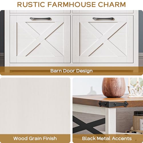 Halitaa Farmhouse Home Office File Cabinet with 4 Drawer, Unique White