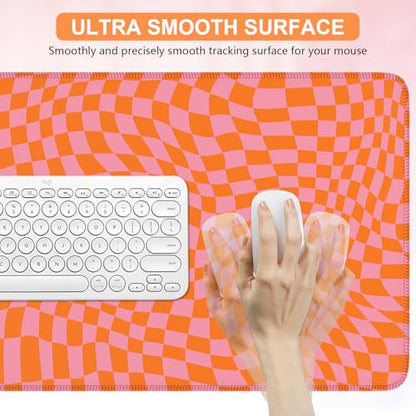 iCasso XXL Large Mouse Pad for Desk, Orange Checkered - color: Orange Checkered