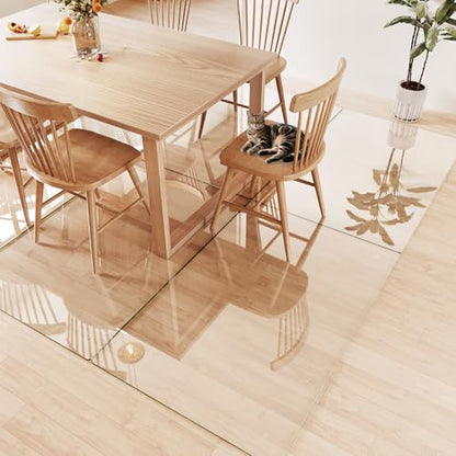 Tempered Glass Chair Mat for Carpet 55"x36", Floor Protector | Ultra Clear Office Chair Mat for Hardwood Floors & Carpets, Heavy Duty 0.2" Scratch-Resistant Surface with Non-Slip Pads - size: 55"x36"