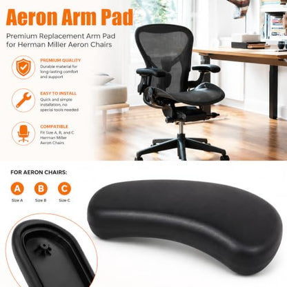 Office Chair Arm Pads for Aeron Chair Graphite, Polyurethane, 2 Pack | Replacement for Herman Miller Classic Aeron Chair, Graphite Finish, Comfortable Desk Armrest Pads