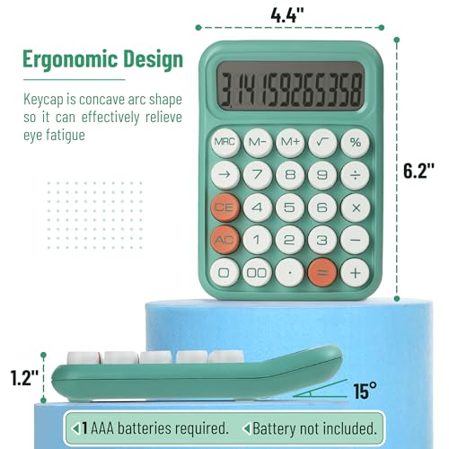Mr. Pen- Mechanical Switch Calculator, 12 Digit Large LCD Display | Earthy Green with Big Buttons, Mechanical Switch Calculator for Home, School, Office - color: Pistachio