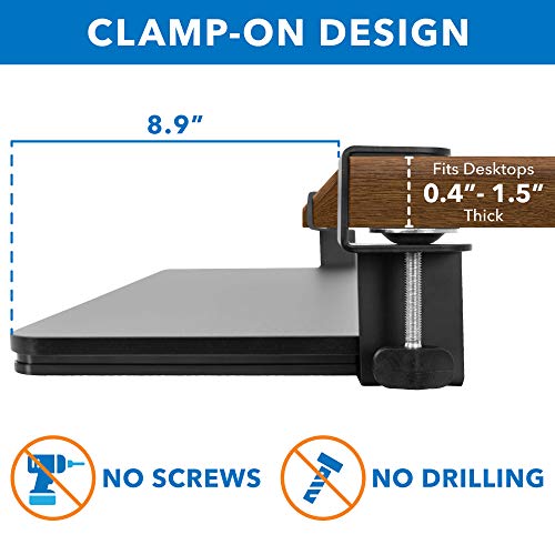 Mount-It! Clamp-On Under Desk Keyboard Tray, No-Drill, Fits Desks to 1.5 in
