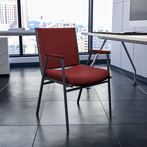 Flash Furniture 4 Pack HERCULES Series Heavy Duty Burgundy Patterned Fabric Stack Chair with Arms - color: Burgundy Patterned Fabric, size: Set of 4