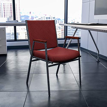 Flash Furniture 4 Pack HERCULES Series Heavy Duty Burgundy Patterned Fabric Stack Chair with Arms - color: Burgundy Patterned Fabric, size: Set of 4