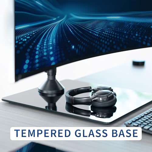 VIVO Pneumatic Arm Dual Ultrawide Monitor Desk Stand for Up to 49 inch Screens with Tempered Glass Base, Holds 2 Ultra Wides Up to 30.8 lbs, Black, STAND-V249FG - size: Dual Mount, style: Freestanding