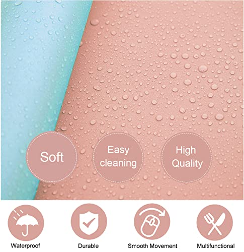 SUJAYU Dual Sided PU Leather Desk Pad, Mouse Pad, Office Desk Mat, Non-Slip Laptop Desk Pad, Waterproof Desk Writing Pad for Office and Home (23.6" x 11.8", Pink+Light Blue) - color: Pink+light Blue, size: 11.8" x 23.6"