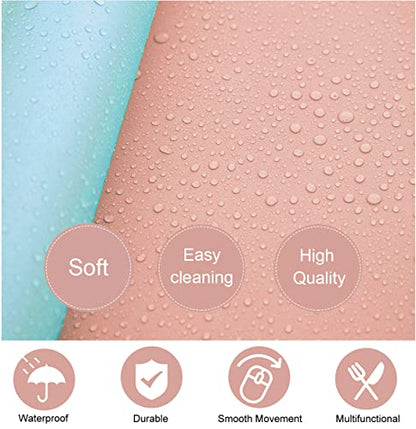 SUJAYU Dual Sided PU Leather Desk Pad, Mouse Pad, Office Desk Mat, Non-Slip Laptop Desk Pad, Waterproof Desk Writing Pad for Office and Home (23.6" x 11.8", Pink+Light Blue) - color: Pink+light Blue, size: 11.8" x 23.6"