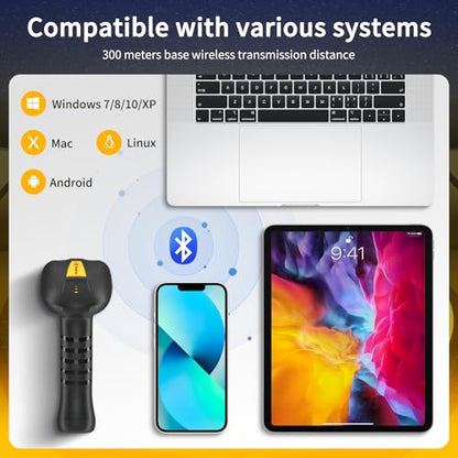 NetumScan Industrial Bluetooth QR Barcode Scanner, IP67 Waterproof & 7M Drop Proof, 2600mAh Wireless 1D 2D Bar Code Scanner with Charging Stand for Store, POS, Computer, iPhone, Android RD-1288(NS)