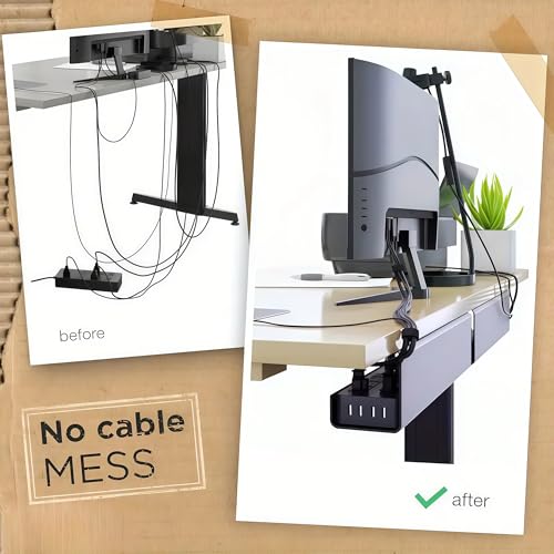 Under Desk Cable Management Tray 1 Pack,Adhesive No Drill Damage-Free Wire Organizer,Large Capacity Sturdy PVC Cable Holder for Office,Home Office & Standing Workstations (White Cable Management Tray) - color: White Cable Management Tray