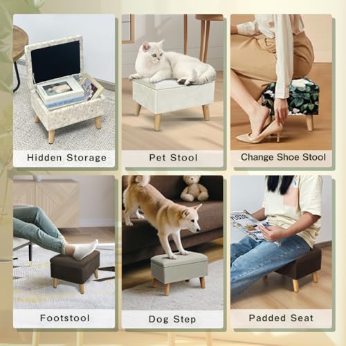 lumizone Small Ottoman with Storage Foot Rest Foot Stool Gray - color: Grey