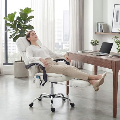 HOMREST 3D Kneading Massage Office Chair, White - color: White