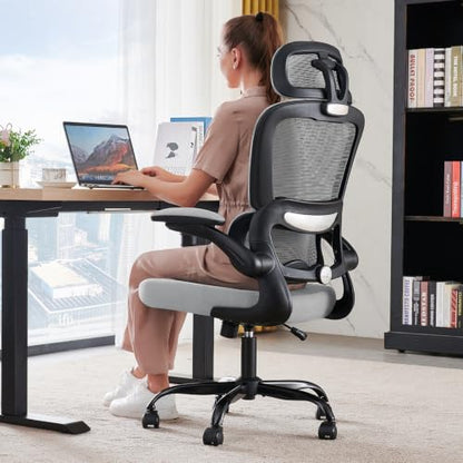 TRALT Office Chair Ergonomic Desk Chair - Gaming Chair with Lumbar Support - color: Black Grey