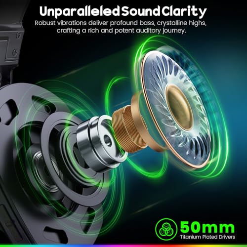 WESEARY Wireless Gaming Headsets for PC, PS5, PS4, Switch, Mac, 2.4GHz Wireless Gaming Headphone with ENC Noise Canceling Microphone, Bluetooth 5.4, Cool Lighting, 50H Battery, 50mm Drivers - color: Cool Black