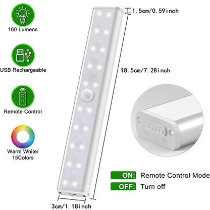 48 LED Under Cabinet Lighting Wireless, 15 Colors Changeable Rechargeable RGB Under Cabinet Lights Remote Control Under Counter Lights Mini Night Light Bar for Indoor Display Shelf, 4 Pack | 15 Colors , Under Cabinet Lights, Remote Control, Timer, Dimmabl
