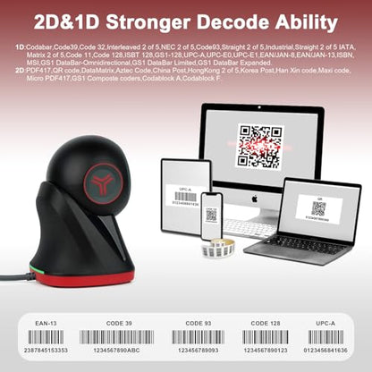 OBZ 2D Handsfree Barcode Scanner,Omnidirectional QR Code Reader,Wired USB Scanners for Computers,Automatic Sensing Desktop Scanner for Windows Mac Linux,Drop-Resistant for Retail Store POS - style: Hands-Free Scanner