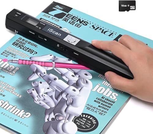 Portable Scanner for Photo A4 Document, Handheld Mobile Scanner with 16GB Memory Card for Type-C Computer Laptop, Scans Receipt Card Book Old Pictures to Digital Fast, JPG PDF Format