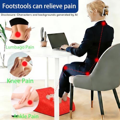 Foot Rest for Under Desk at Work, Ergonomic Under Desk Footrest with Washable Cover for Office, Home & Gaming Leg Elevation Pillow Red - color: G-red