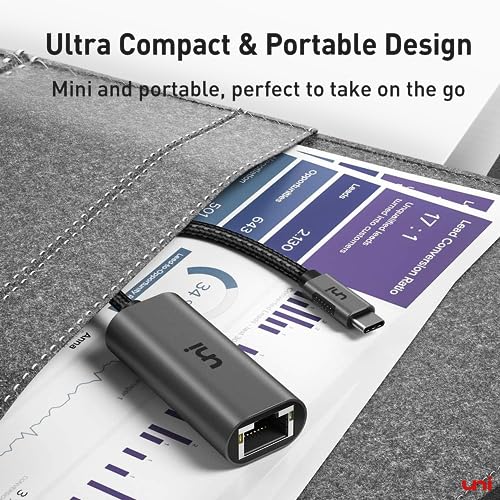 uni USB C to Ethernet Adapter 1Gbps, Driver Free RJ45 to USB C for Laptop - style: Grey-USB C