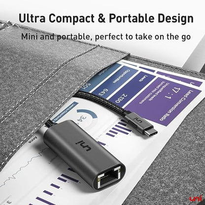 uni USB C to Ethernet Adapter 1Gbps, Driver Free RJ45 to USB C for Laptop - style: Grey-USB C
