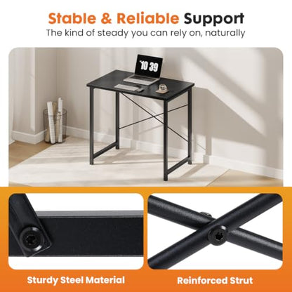 Sweetcrispy 32-Inch Small Computer Desk for Bedroom, Black - color: Black, size: 32-Inch
