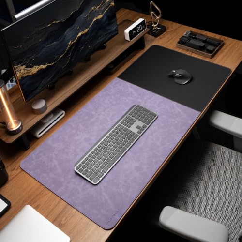 HAUTOCO Cork Desk Mat 31.5"x15.7", Distressed PU Leather & Cloth Desk Pad - color: Purple, size: 31.5" x 15.7"