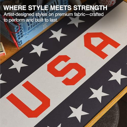 Star Spangled Banner Gaming Desk Pad, 36" x 17" Duraglyde Desk Mat | Western, Durable Surface, Non-Slip, Washable Fabric, Smooth Glide, Stable Grip, Large Keyboard and Mouse Pad for Everyday Use - color: Star Spangled Banner