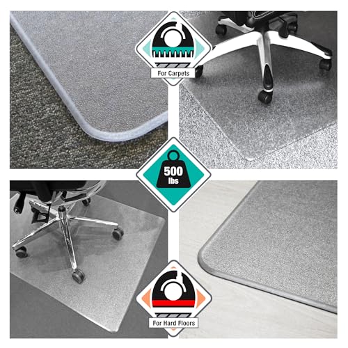 Cleartex Floortex Megamat Extra Thick 46-inch x 60-inch Rectangular Chair Mat for Hard Floors & Carpets, Polycarbonate (FCM121525ER) - size: 46" x 60"