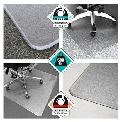 Cleartex Floortex Megamat Extra Thick 46-inch x 60-inch Rectangular Chair Mat for Hard Floors & Carpets, Polycarbonate (FCM121525ER) - size: 46" x 60"