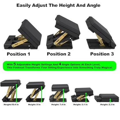 120 lbs Ergonomic Adjustable Under Desk Footrest & Leg Rest Stool - size: Large