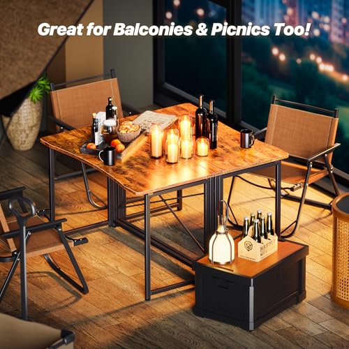 Huuger Folding Desk for Small Spaces, 39.4 Inch Foldable Computer Table - color: Rustic Brown, size: 18.9"D x 39.4"W