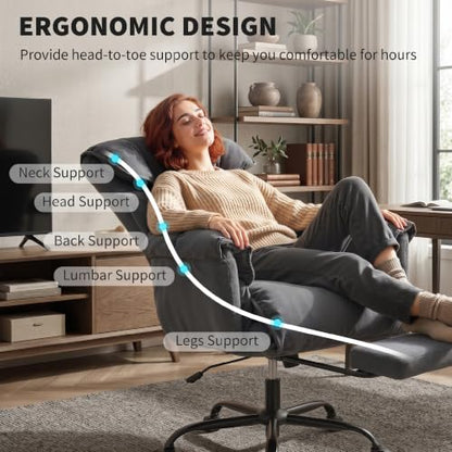 HOMCOM Executive Office Chair Comfy with Foot Rest, Reclining Swivel Computer Desk Chair with High Folding Back, Thick Cushion, Padded Armrest, Adjustable Height, Rolling Wheels, Dark Gray - color: Dark Gray
