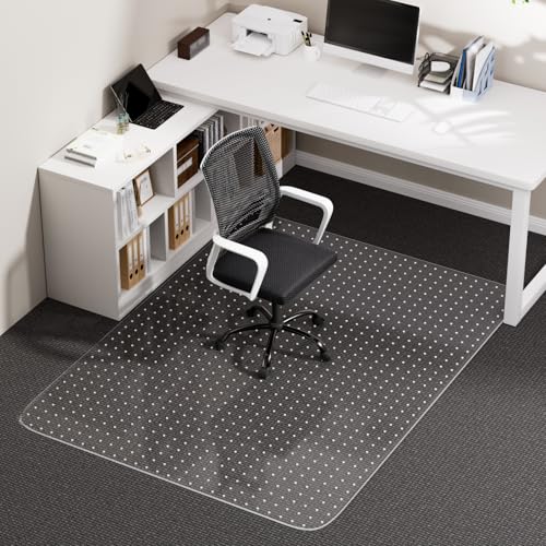 Office Chair Mat for Carpet, 36" x 48" Clear Desk Chair Mat with Lip, Heavy Duty Plastic Floor Protector for Low Pile Carpet, Smooth Easy Glide Under Desk for Office or Home