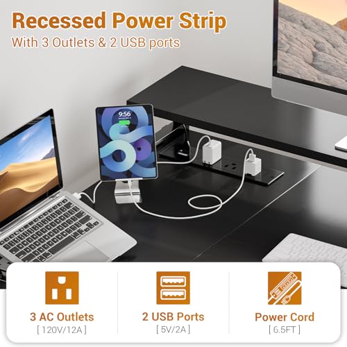 Aheaplus L Shaped Desk with File Drawer, Reversible L Shaped Gaming Desk - color: Black
